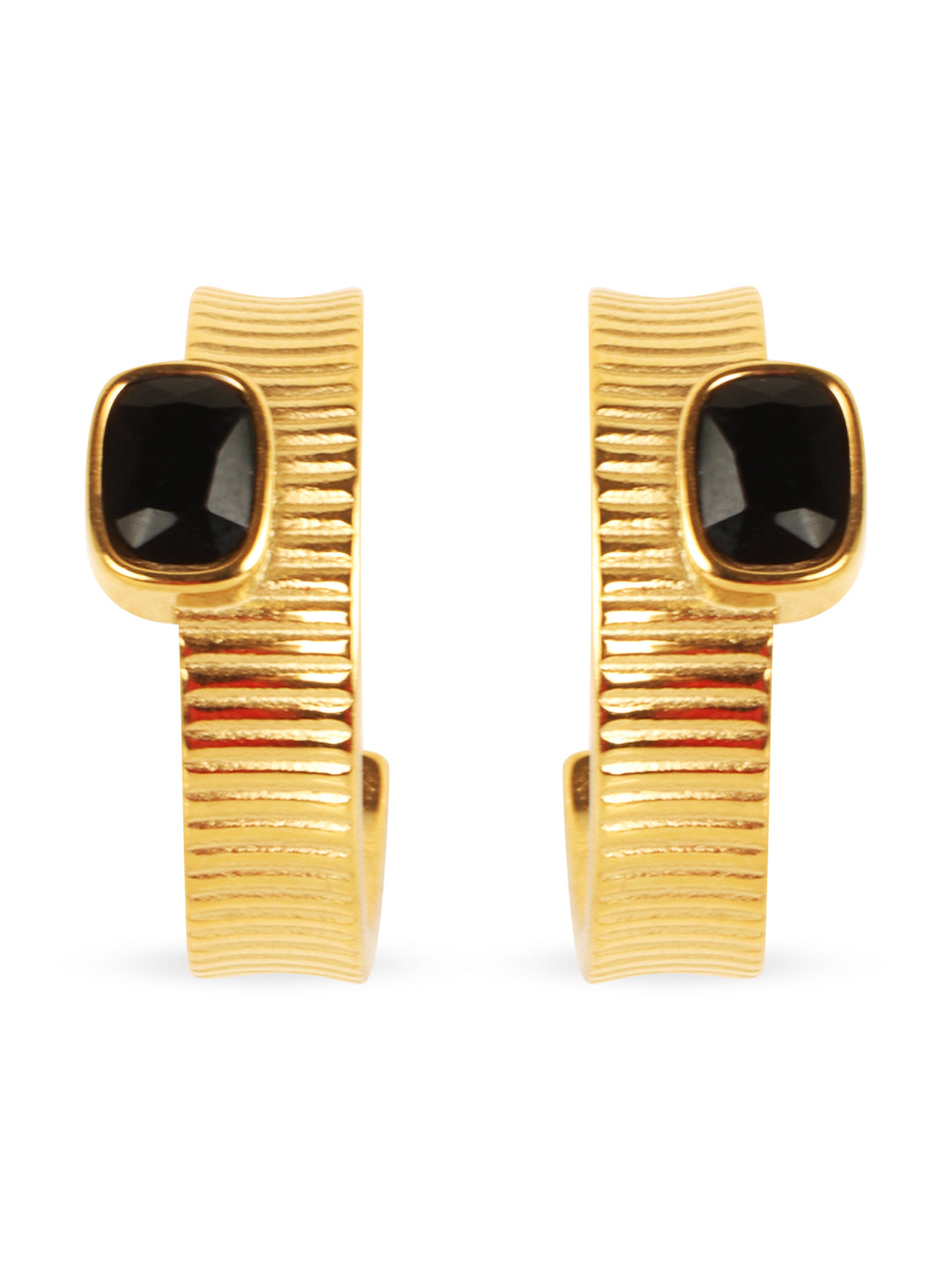 Timeless Black Stone Gold Earring