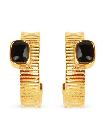 Timeless Black Stone Gold Earring