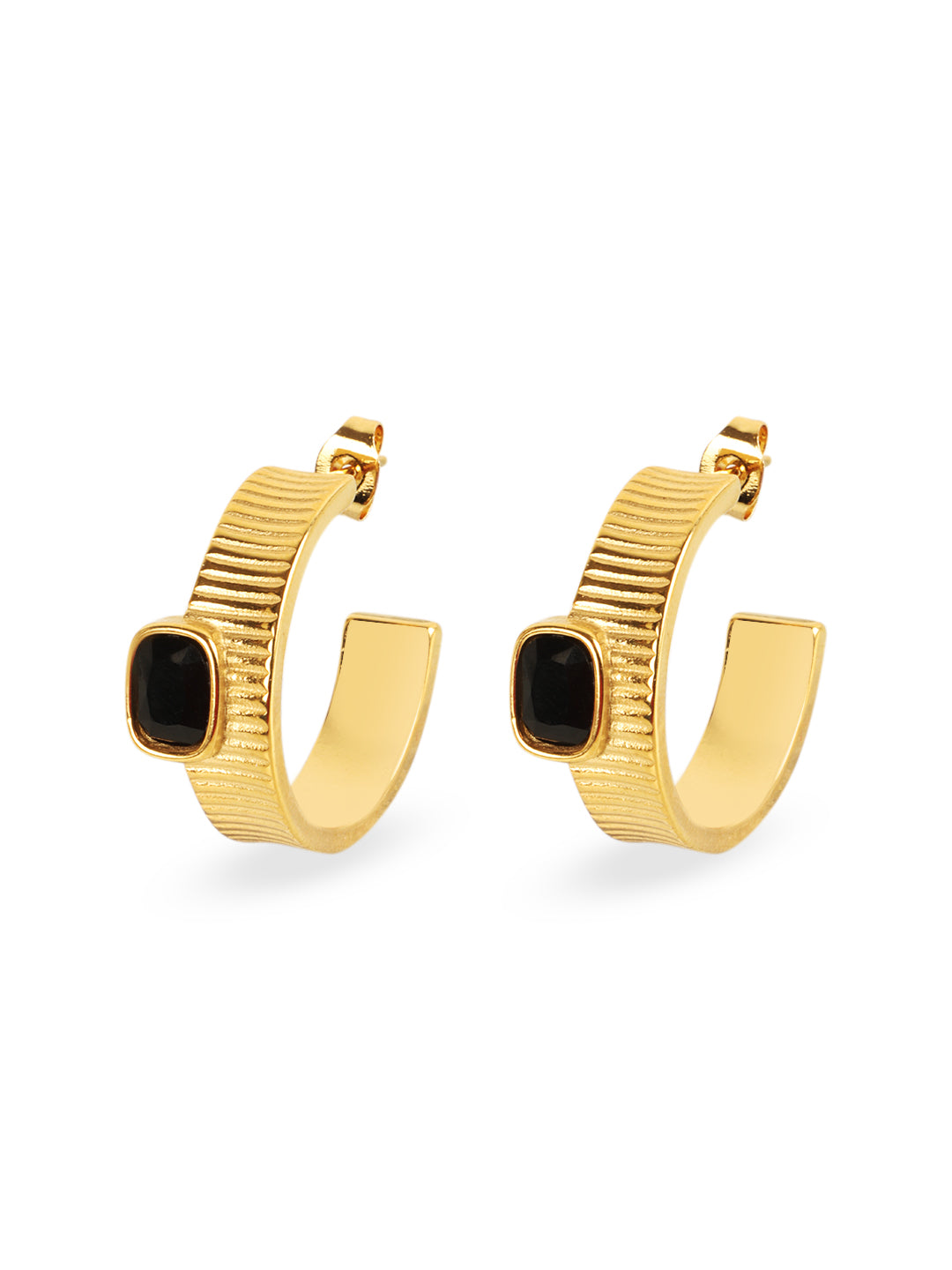 Timeless Black Stone Gold Earring