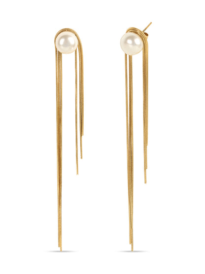 Kraze Opulent Pearl & Gold Dangling Earrings