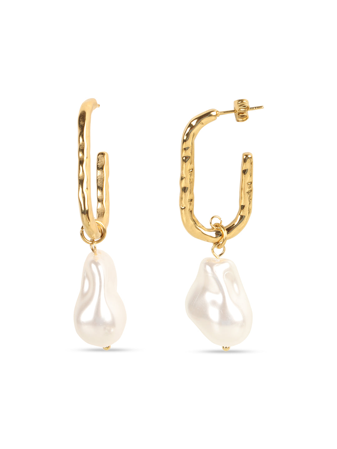 Kraze Golden Elegance White Drop Earrings