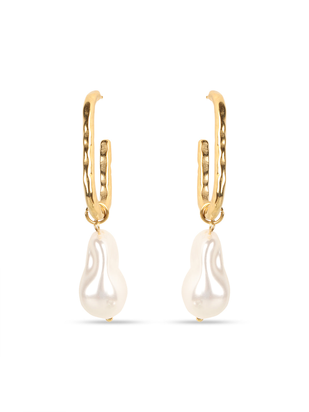 Kraze Golden Elegance White Drop Earrings