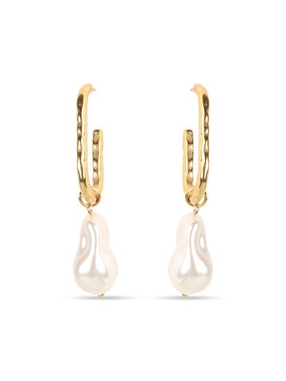 Kraze Golden Elegance White Drop Earrings