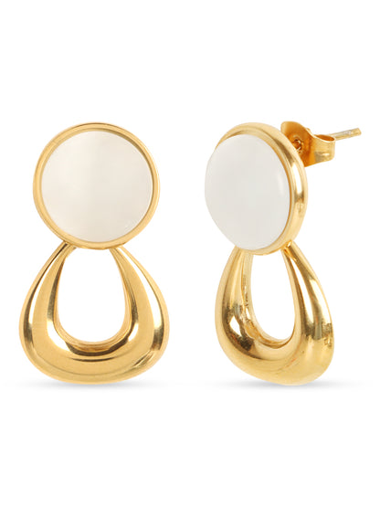 Ethereal White & Gold Drop Earrings