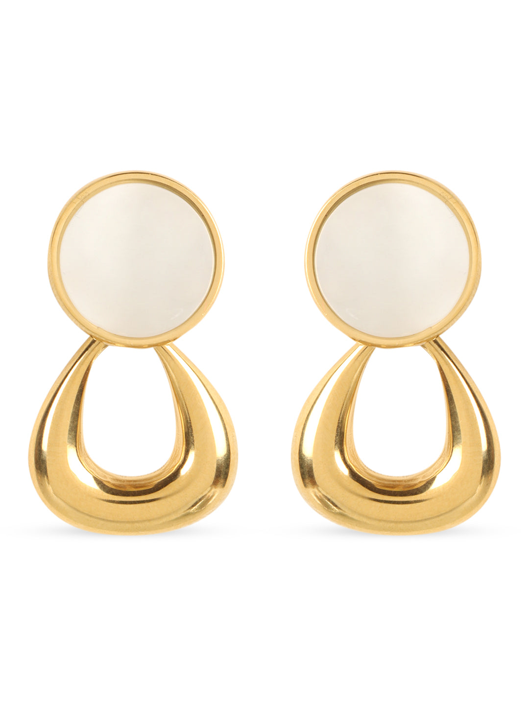 Ethereal White & Gold Drop Earrings