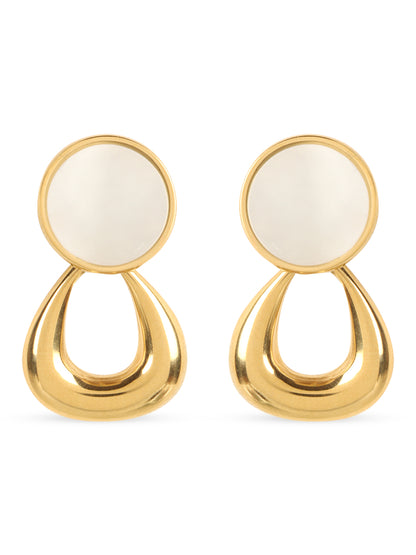 Ethereal White & Gold Drop Earrings