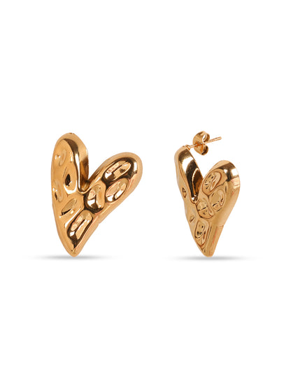 Kraze Radiant Love Heart Gold Earrings