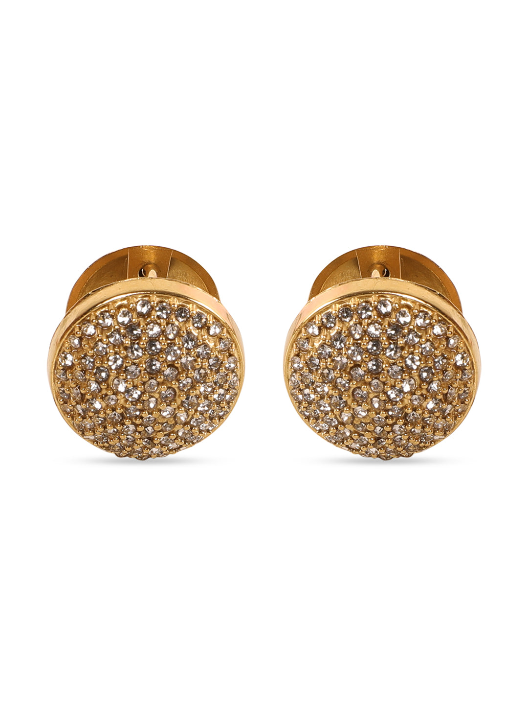 Golden Brilliance Round Stud Earrings