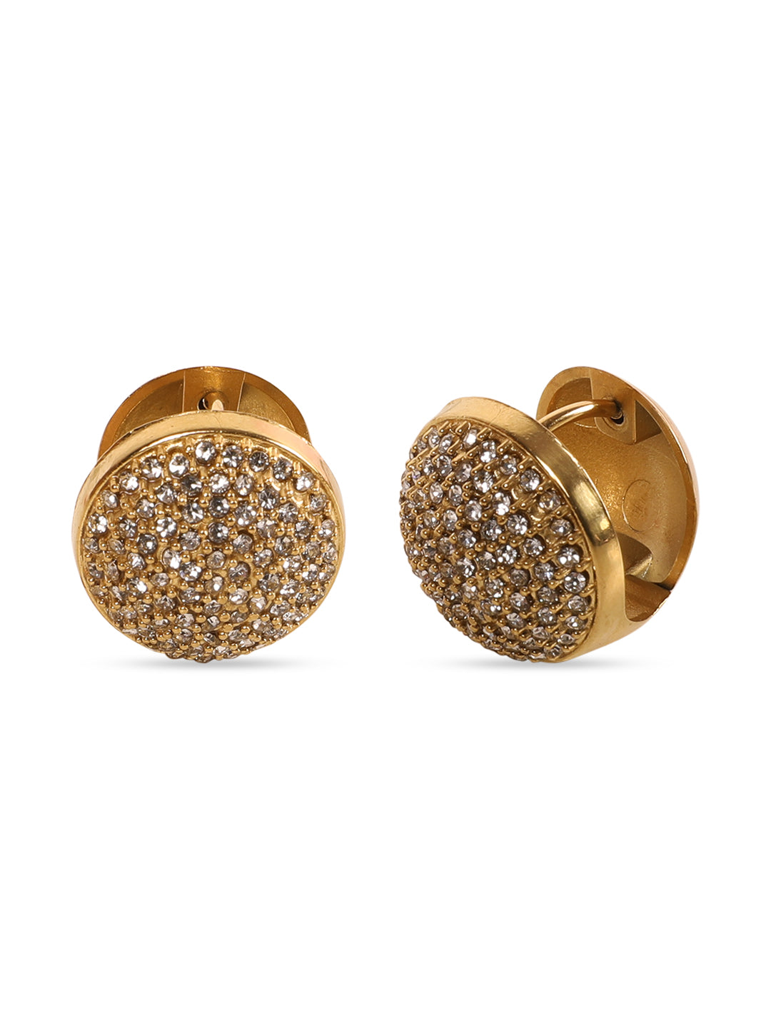 Golden Brilliance Round Stud Earrings