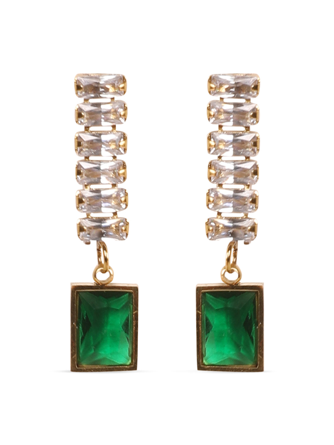 Kraze Regal Glow Green Stone Earrings