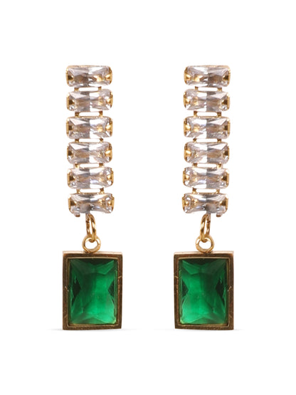 Kraze Regal Glow Green Stone Earrings