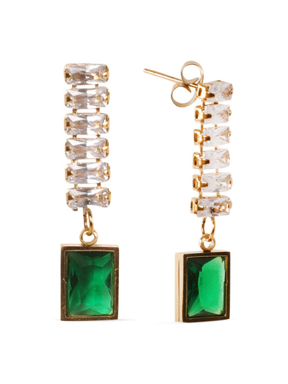 Kraze Regal Glow Green Stone Earrings