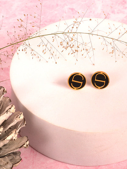 Royal Black & Gold Elegance Studs