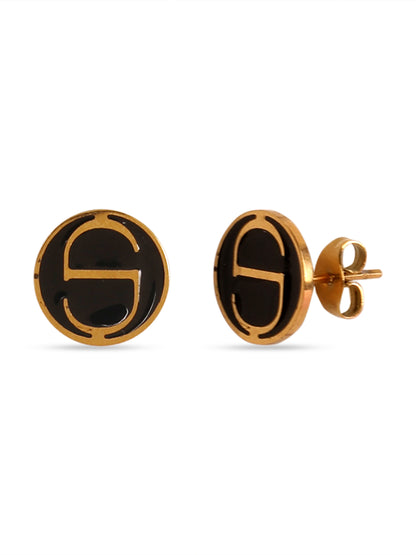 Royal Black & Gold Elegance Studs