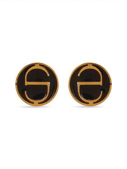 Royal Black & Gold Elegance Studs