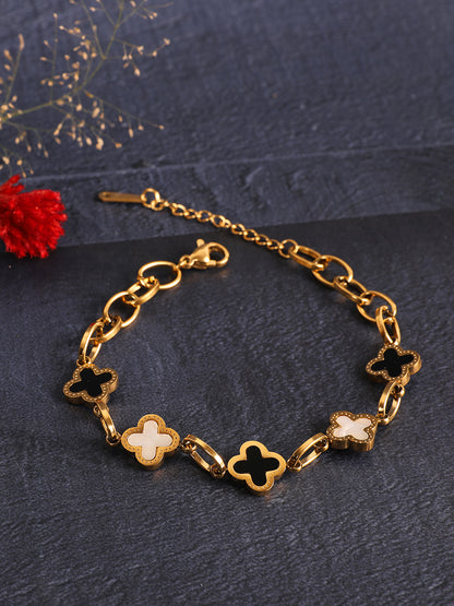 Kraze Noir Blossom Gold-Plated Charm Bracelet