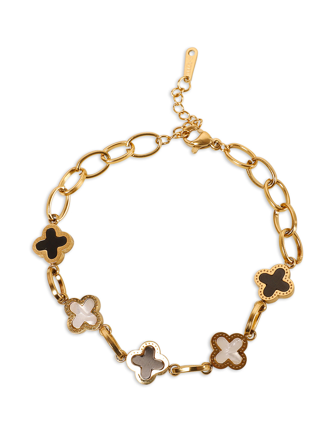 Kraze Noir Blossom Gold-Plated Charm Bracelet