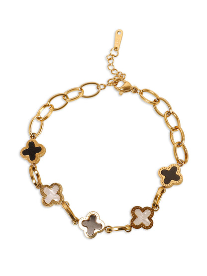 Kraze Noir Blossom Gold-Plated Charm Bracelet