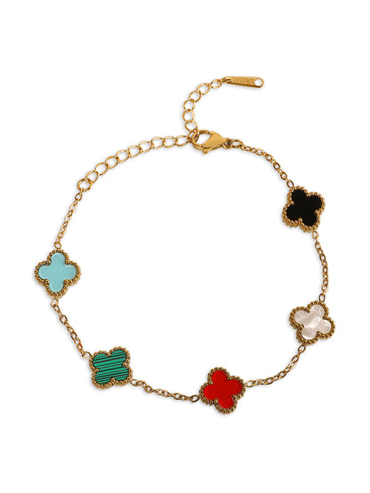 Kraze Golden Bloom Multi-Color Floral Bracelet