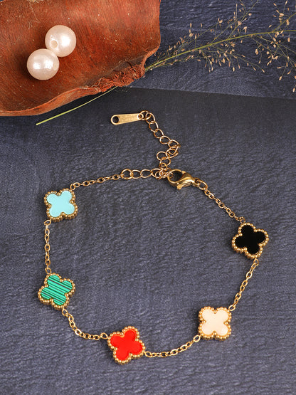 Kraze Golden Bloom Multi-Color Floral Bracelet