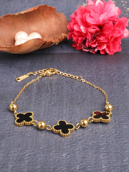 Seoul Chic Black Rose Gold-Plated Bracelet