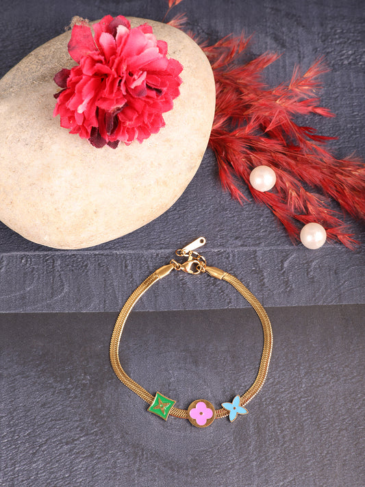 Aurora Charm Multicolor Gold Bracelet