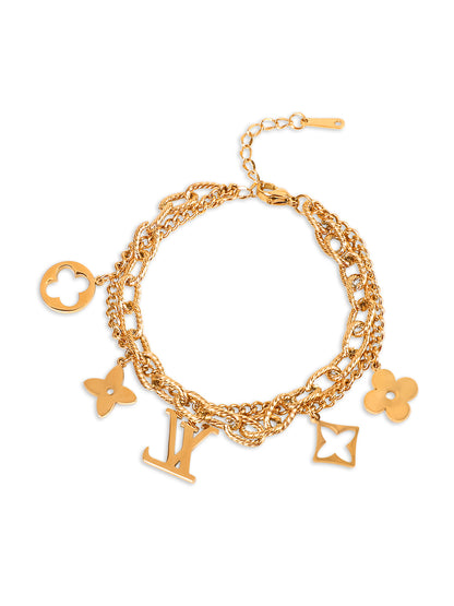 Kraze Royal Stacks Gold-Plated Charm Bracelet