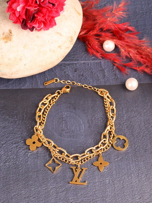 Kraze Royal Stacks Gold-Plated Charm Bracelet