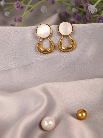 Ethereal White & Gold Drop Earrings