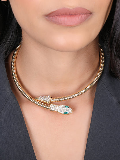 Elegant Emerald Serpent Luxe Necklace