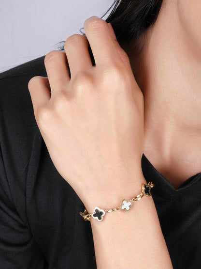 Kraze Noir Blossom Gold-Plated Charm Bracelet