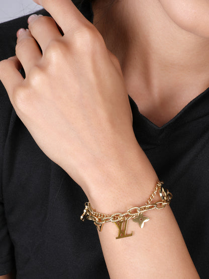 Kraze Royal Stacks Gold-Plated Charm Bracelet