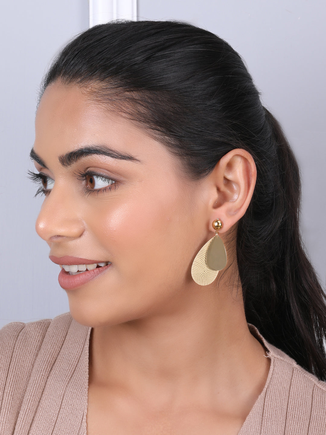 Kraze Golden Glow Korean Drop Earrings