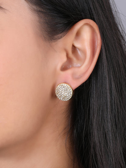 Golden Brilliance Round Stud Earrings