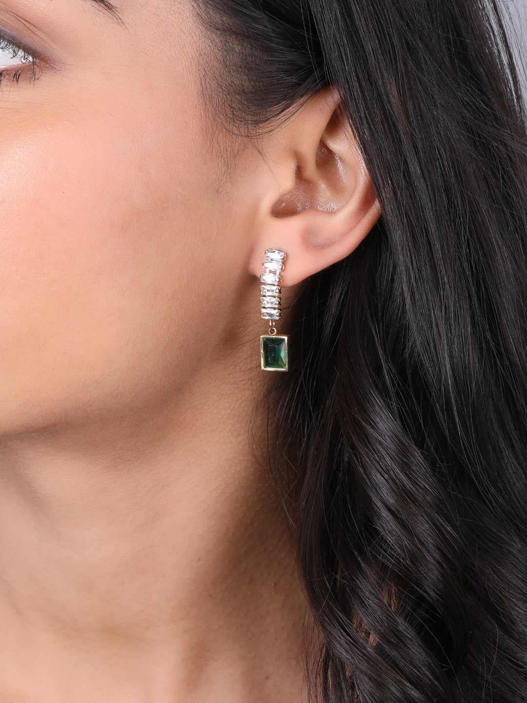 Kraze Regal Glow Green Stone Earrings