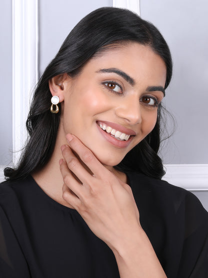 Ethereal White & Gold Drop Earrings