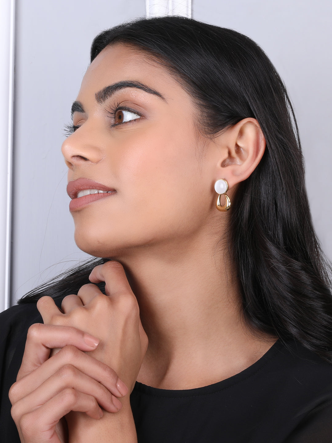 Ethereal White & Gold Drop Earrings